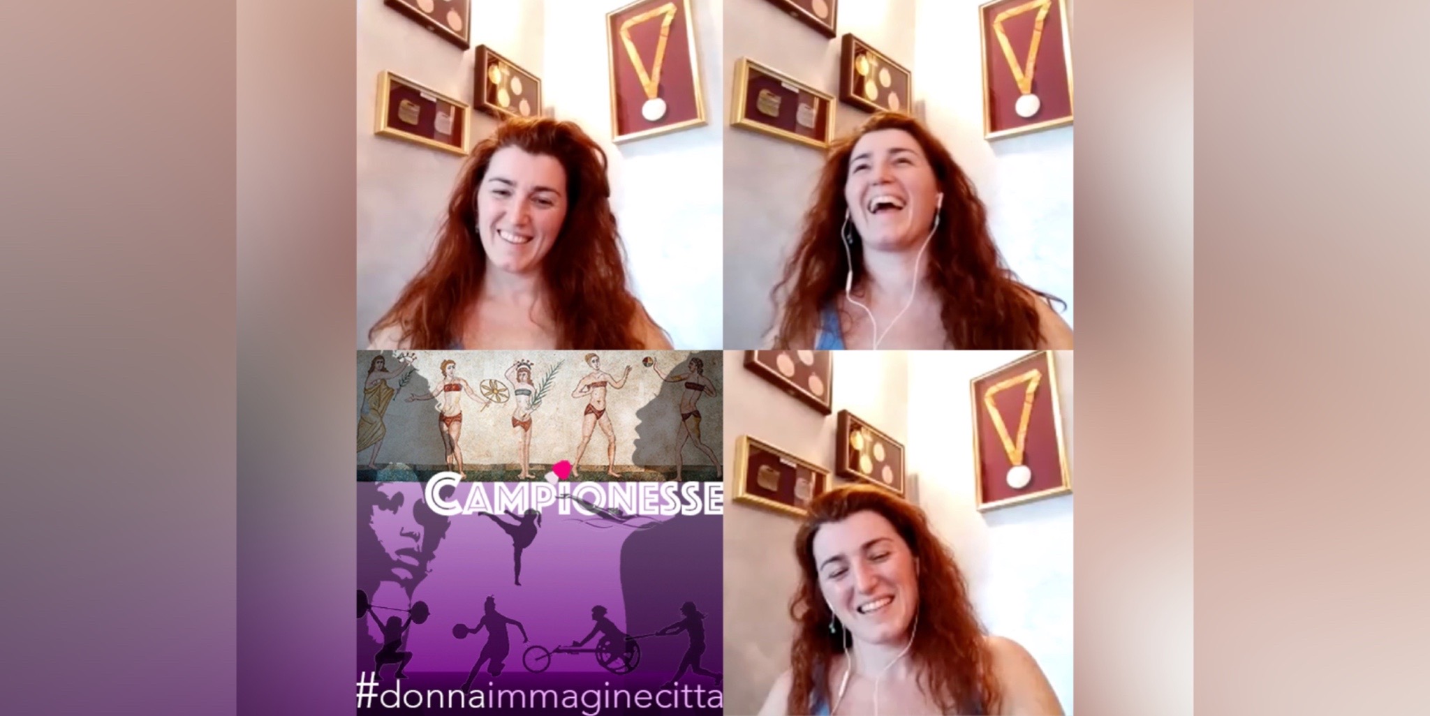 Arjola Trimi, campionessa di nuoto 'donna, immagine città' logo e scritte: 'donna, immagine città' e adesioni