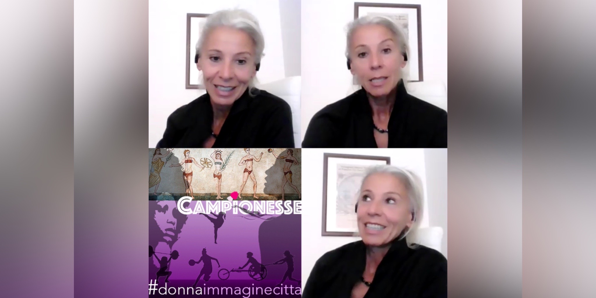 Antonella Bellutti, campionessa di ciclismo 'donna, immagine città' logo e scritte: 'donna, immagine città' e adesioni
